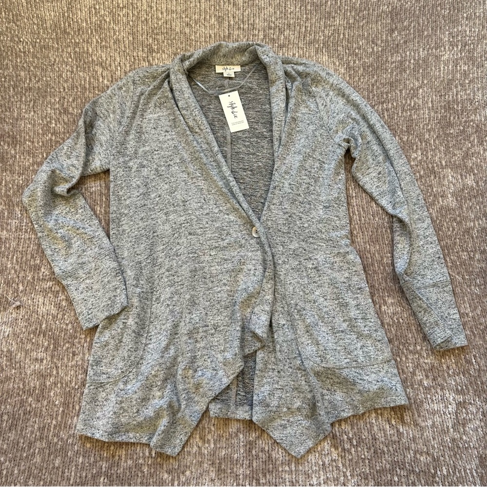 Style & Co Grey Melange Lounge Waterfall Sweater NWT
